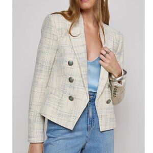 L'AGENCE Brooke Tweed Blazer Vintage White/Blue Check Sz2